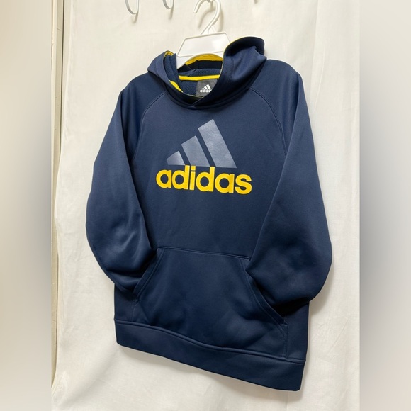 Adidas Kids Hoodie Navy Blue and Yellow Youth
 (Medium 10-12) 0129 - Picture 3 of 7